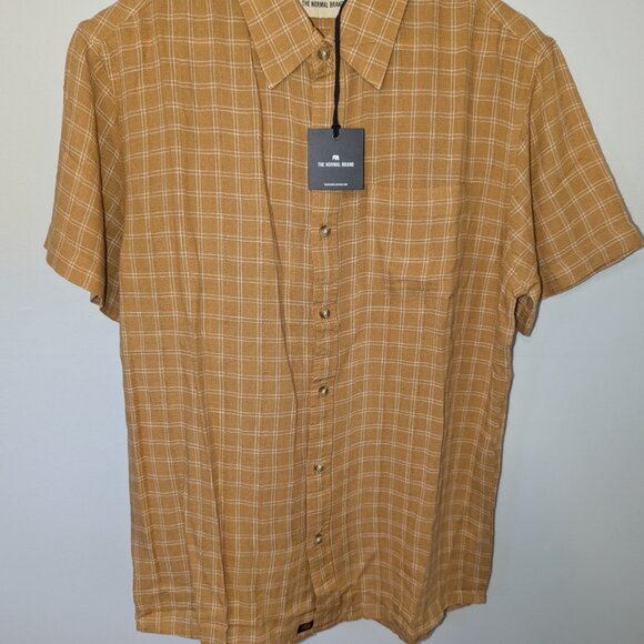 Men's The Normal Brand Yellow Short Sleeve Button-Up - Picture 1 of 6